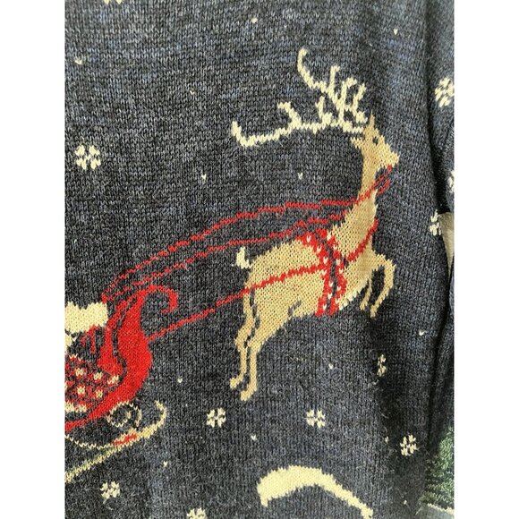 Vtg Nutcracker size S Grandmacore Ugly Christmas Sweater Santa Sleigh 39" Chest - Picture 7 of 10